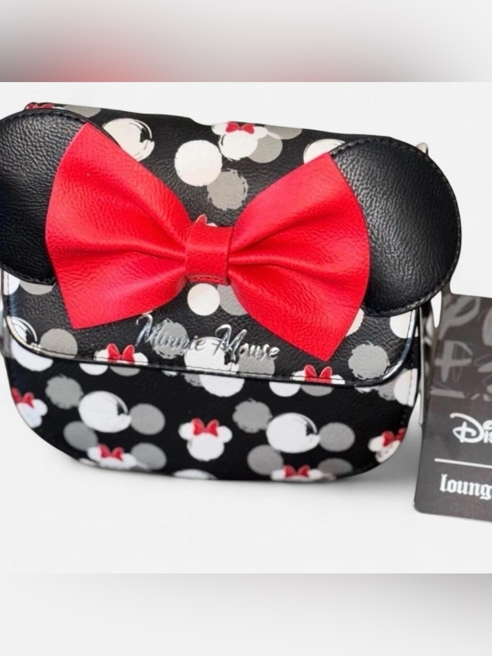 Loungefly Black White Red Minnie Mouse Crossbody Bag